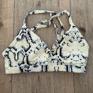 Varley Yellow snake skin sports bra